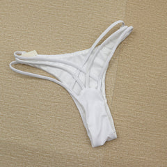Cut Out Crisscross Strappy Bikini Thong Bottom - White