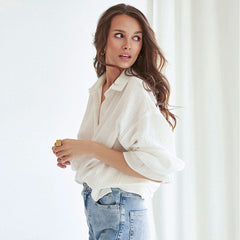 Textured Ruffle Blouse - White