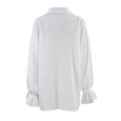 Textured Ruffle Blouse - White