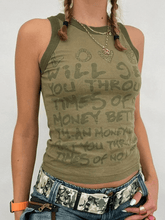 Letter Print Racer Back Tank Top