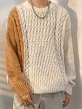 Men's Color Block Cable Knit Sweater