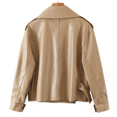 Long Sleeve Cropped Trench Coat - Khaki