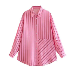 Long Sleeve Pointed Collar Shirt - Pink