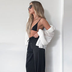 Textured Bishop Sleeve Shirt - White