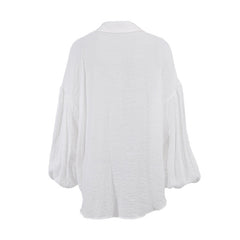 Textured Bishop Sleeve Shirt - White