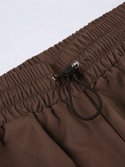 Ruched Brown Baggy Parachute Pants