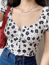 Smock Floral Cropped Short Sleeve Blouse