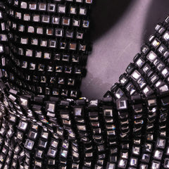 Sparkling Crystal Cowl Neck Halter Crop Top - Black