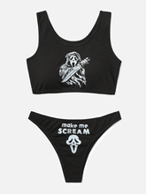 Spooky Skull Print Bikini Set
