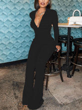 Ribbed Wide Leg Jumpsuit with Zipper