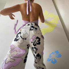 Vacation Ready Striped Panel Knitted Halter Top - Multicolor