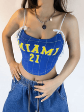 Vintage Logo Print Tie Back Corset Top