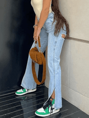 Vintage Split Distressed Ripped Jeans