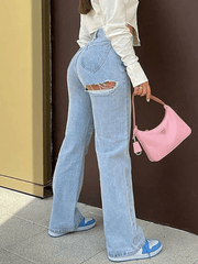 Vintage Split Distressed Ripped Jeans