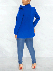 Puff Sleeve Solid Blazer Jacket