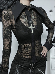 Pydshop Gothic See-through Slim Waist Tucked Top