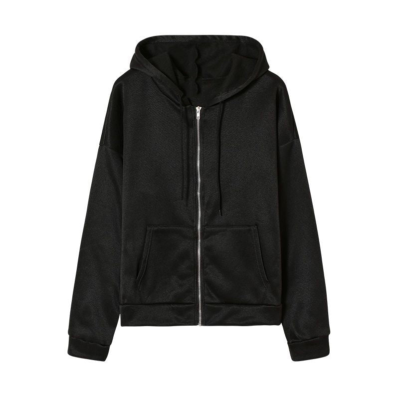 Pydshop Winter Sweatshirt Hoodie Oversize Fleece Hooded Cardigan Black White Women Clothes Solid Zip Up Hoodies Tops Long Sleeves