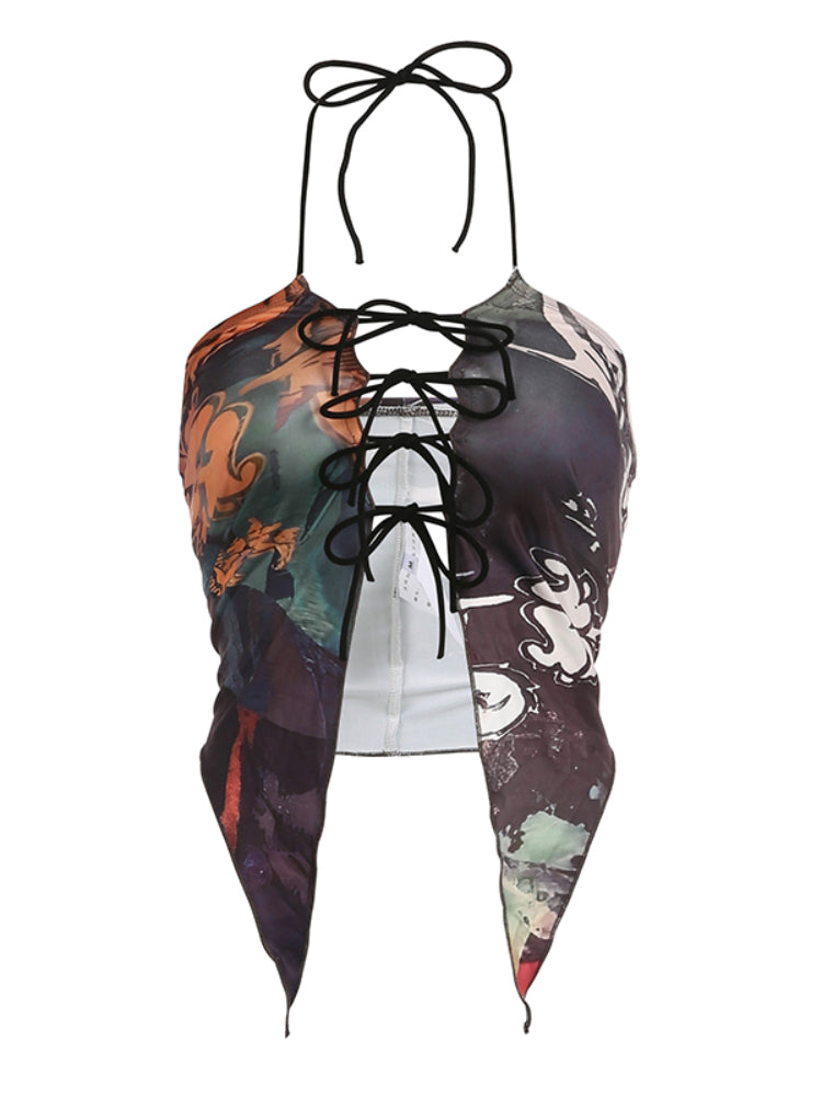 Pydshop Vintage Irregular Sexy Halter Sleeveless Top