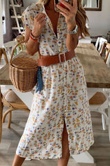 Fashion Street Print Split Joint Mandarin Collar Irregular Dresses