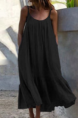 Fashion Casual Solid Split Joint Spaghetti Strap Princess Dresses