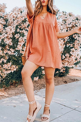 Casual Solid Patchwork Basic V Neck Princess Dresses