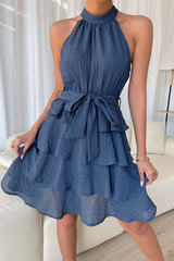 Casual Solid Mesh Halter Mesh Dress Dresses(2 Colors)