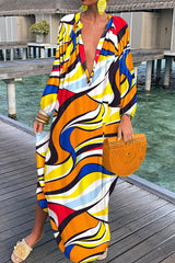 Fashion Sexy Print Patchwork V Neck Straight Dresses(10 Colors)