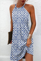 Casual Floral Patchwork Halter Printed Dress Dresses(5  Colors)