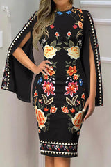 Celebrities Elegant Print Patchwork O Neck Dresses
