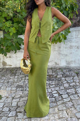 Casual Lace Up V Neck Sleeveless Two Pieces(3 Colors)