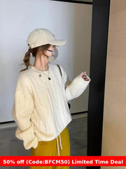 Pydshop clothes Women's Twist Sweater 2024 Autumn and Winter Korean Style Lazy Style Loose Retro Outer Pullover Sweater Women's Top