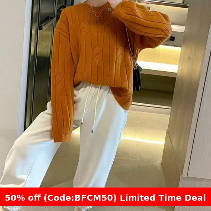 Pydshop clothes Women's Twist Sweater 2024 Autumn and Winter Korean Style Lazy Style Loose Retro Outer Pullover Sweater Women's Top