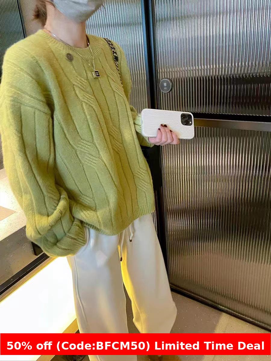 Pydshop clothes Women's Twist Sweater 2024 Autumn and Winter Korean Style Lazy Style Loose Retro Outer Pullover Sweater Women's Top