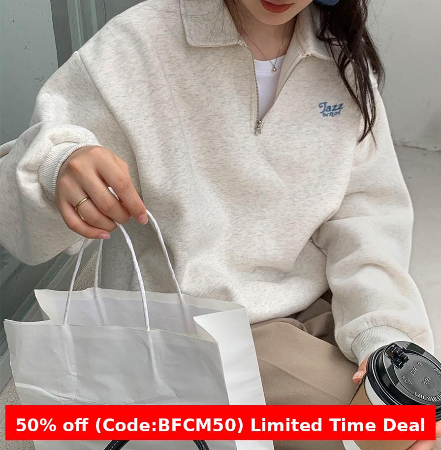 Pydshop fashion outfits 2024 Winter Korean Style Loose Polo Collar Zipper Sweater Women's Lazy Style Fleece-lined Long Sleeve Top Loose Women's Sweater