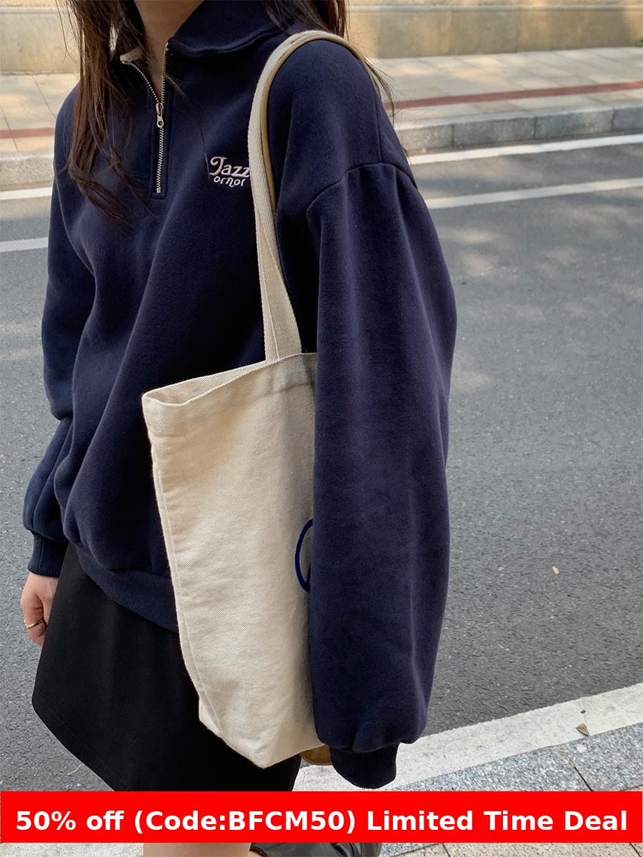 Pydshop fashion outfits 2024 Winter Korean Style Loose Polo Collar Zipper Sweater Women's Lazy Style Fleece-lined Long Sleeve Top Loose Women's Sweater