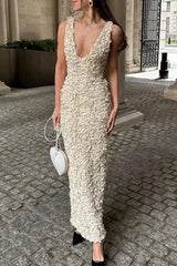 Sexy Flower Shape V Neck One Step Skirt Dresses