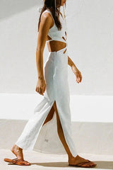 Sexy Hollow Out Backless Slit Half A Turtleneck One Step Skirt Dresses