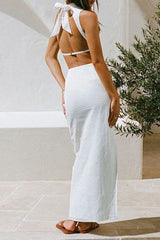 Sexy Hollow Out Backless Slit Half A Turtleneck One Step Skirt Dresses