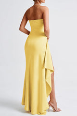 Sexy Slit Flounce Strapless Evening Dresses