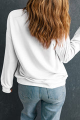 Beige MERRY Christmas Heat Transfer Printing Graphic Crewneck Pullover Sweatshirt