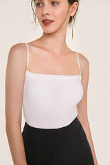 Pydshop White Cropped Cami Top With Inner Bra