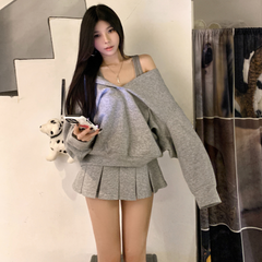 Pydshop Casual Hooded Pullover Top Women Y2K V-neck Hoodies Solid Harajuku Long Sleeve Hoodie Oversized Tops Female Loose Clothing
