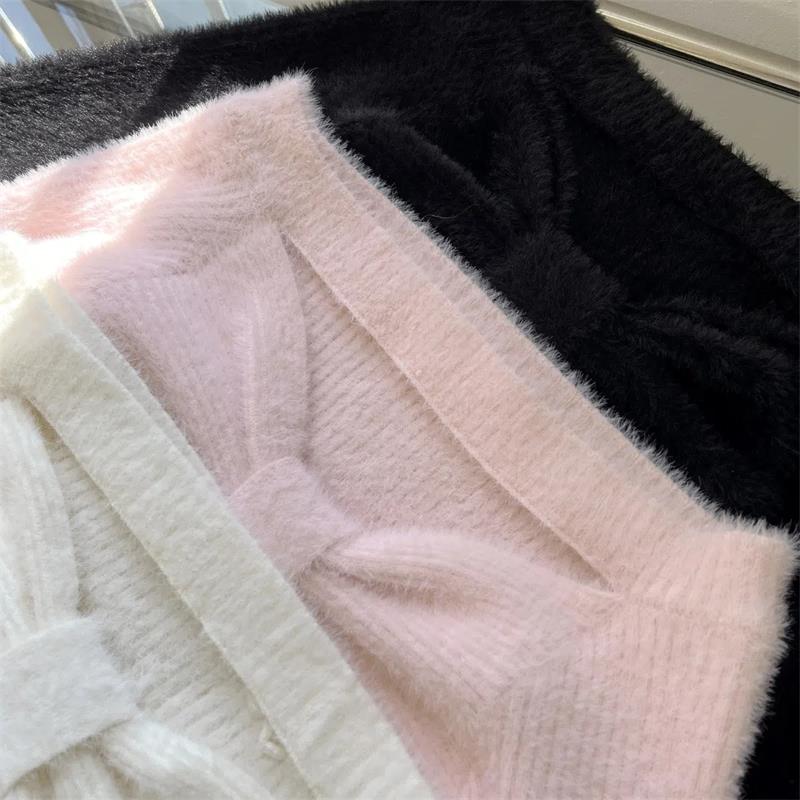 Pydshop 2024 Spring Elegant Pullover Women Casual Solid Korean Style Long Sleeve Knitted Sweater Sweet Soft Sweater Female Y2K Crop Tops