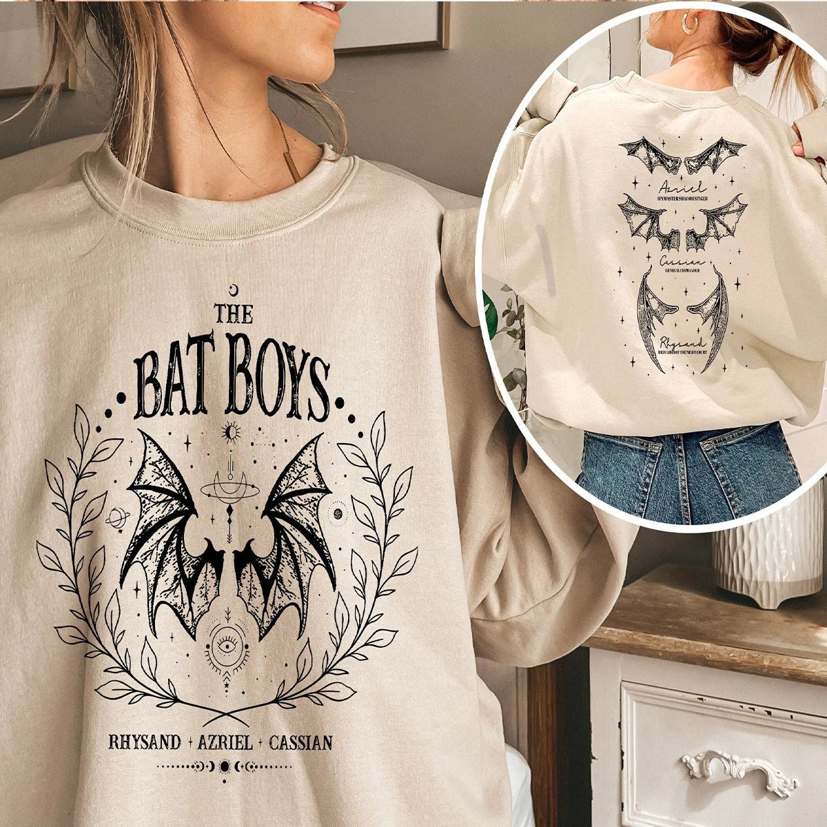 Pydshop 2 Side Patten Cotton Tee The Bat Boys Wings T-Shirt The Night Court Illyrians Retro Shirt Acotar Merch Fantasy Apparel Y2K Top