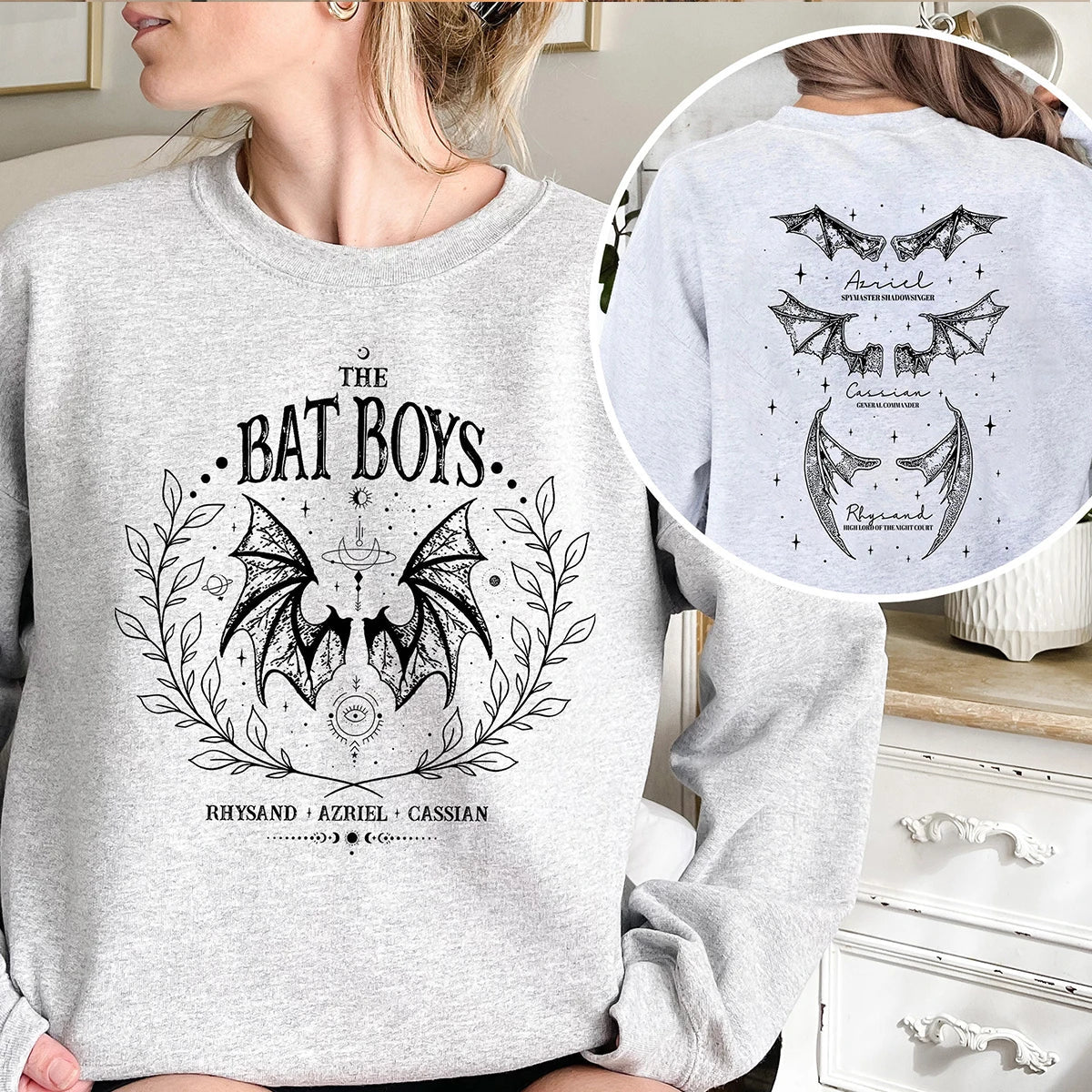 Pydshop 2 Side Patten Cotton Tee The Bat Boys Wings T-Shirt The Night Court Illyrians Retro Shirt Acotar Merch Fantasy Apparel Y2K Top