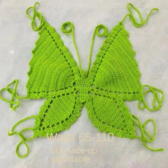 Pydshop Women's Knitted Handwoven Sleeveless Camisole Backless Adjustable Navel Baring Sexy Short Top Butterfly Strappy Top