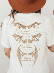 Pydshop 2 Side Patten Cotton Tee The Bat Boys Wings T-Shirt The Night Court Illyrians Retro Shirt Acotar Merch Fantasy Apparel Y2K Top