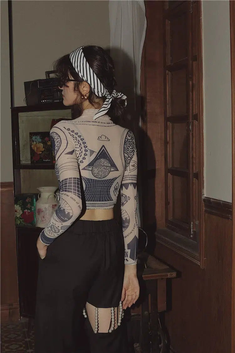 Pydshop Ancient Egyptian Mystique Symbol Crop Top