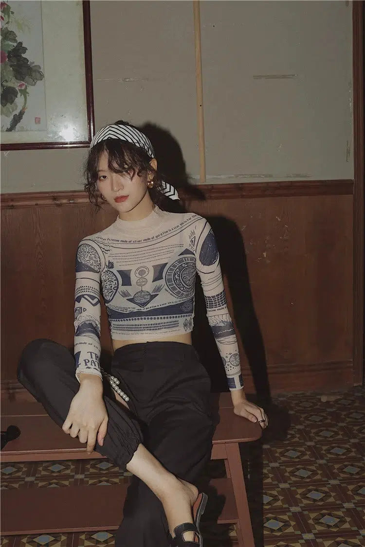 Pydshop Ancient Egyptian Mystique Symbol Crop Top