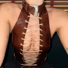 Pydshop Ayda Faux Leather Halter Top